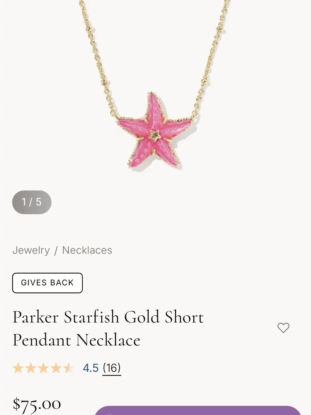 Kendra Scott Pink Starfish Necklace and Earrings Set